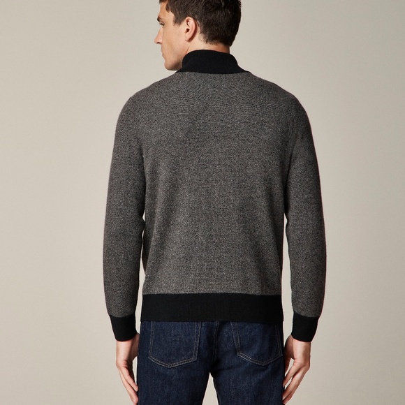 J.Crew Cashmere full-zip sweater in bird's-eye stitch - Picture 3 of 5